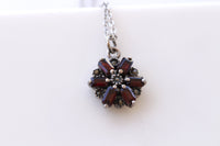Garnet pendant , Antique necklace, Victorian necklace, Old sterling necklace, Vintage garnet sterling pendant,Garnet necklace,Antique garnet