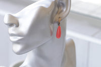 Red Coral Necklace Earrings Set, Silver Sterling 925 Red Pendant Earrings Set, Coral Jewelry Set, Red Gemstone Jewelry,Teardrop Pendant Gift