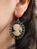 Victorian Toggle Cameo Earrings. Antique cameo Earrings. Vintage style earrings. Antique style earrings. Cameo necklace.Wedding Jewelry sets