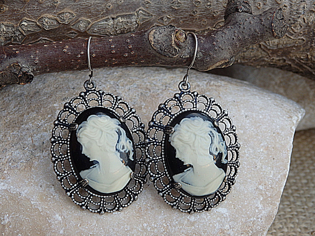 Cameo earrings sold and necklace set