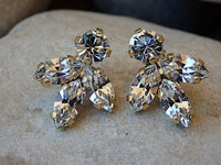 CLEAR CRYSTAL NECKLACE, Rhinestone Bridesmaid, Bridal Minimalist Necklace, Rebeka Crystal Necklace Earrings Set, Wedding Dainty Pendant