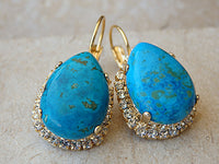 Turquoise earrings.  jewelry. Turquoise earrings gold. Bridal blue earrings. Genuine turquoise earrings. Real gemstone  turquoise