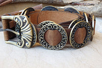 Leather Belt. Brown Leather Belt. Buckle Leather Belt For Women Leather Belt. Circle Metal Ornamented Belt. Womens Leather Belt. Boho Belt