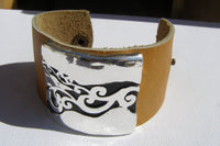 Leather Bracelet. Brown Cuff Leather Bracelet. Chunky Cuff Men Leather Bracelet. Women Leather Beacelet. Silver And Leather Unique Jewelry.