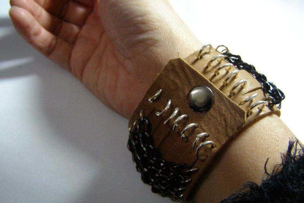 Chunky leather bracelets discount