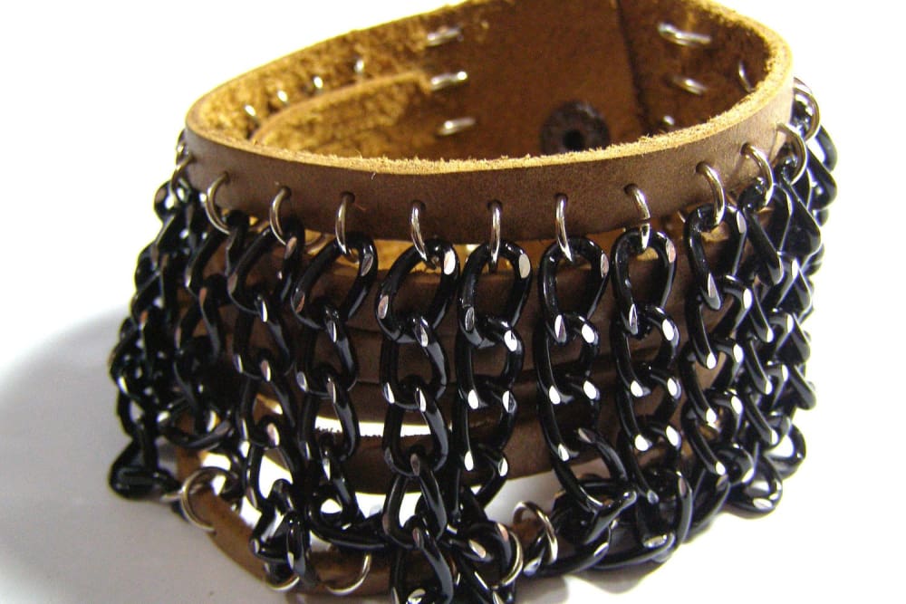 Chainmail Bracer Cuff Bracelet, Suede Leather Strand Closure, shops Loops Unisex Bracer Bracelet, Special Handmade Gift