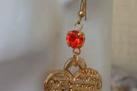 Love Earrings. Rebeka Orange Earrings. Heart Shaped Jewelry. Mom Jewelry Gift. Mothers Day Gift. Orange Crystal Dangle Earrings For Wife