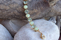 Mint Rebeka Tennis Bracelet. Light Green Rhinestone Elegant Bracelet. Adjustable Crystal Bracelet For Bridesmaid Gift. Bridal Jewelry