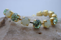 Mint Rebeka Tennis Bracelet. Light Green Rhinestone Elegant Bracelet. Adjustable Crystal Bracelet For Bridesmaid Gift. Bridal Jewelry