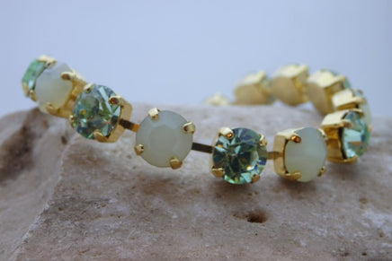 Mint Rebeka Tennis Bracelet. Light Green Rhinestone Elegant Bracelet. Adjustable Crystal Bracelet For Bridesmaid Gift. Bridal Jewelry