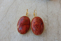 Natural Red Coral Earrings. Orange Red Earrings. Natural Organic Earrings. Genuine Gemstones Earrings. Casual Earrings. Bohochic Earrings