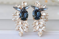 Navy Cluster Earrings