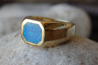 Octagon Opal Signet Ring