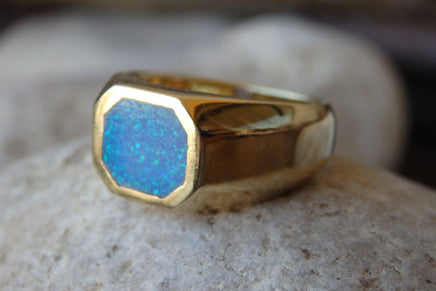Octagon Opal Signet Ring