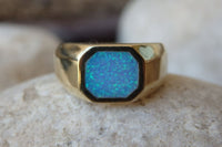 Octagon Opal Signet Ring