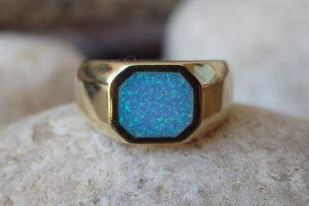 Octagon Opal Signet Ring