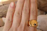 Onyx Signet Ring. Goldfilled Octagon Ring With Black Onyx Gold Signet Ring. Gold Onyx Ring. Black Stone Ring. Onyx Star Signet Gold Ring