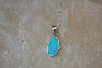 Opal Hamsa Necklace