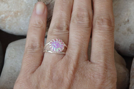 Pink Opal Silver Ring