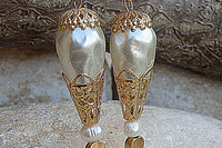 Preal Earrings. Wedding Jewelry. Wedding Earrings. Moroccan Jewelry. Bride Jewelry. Bridal Earrings. Oriental Gold Filled Drop Earrings.
