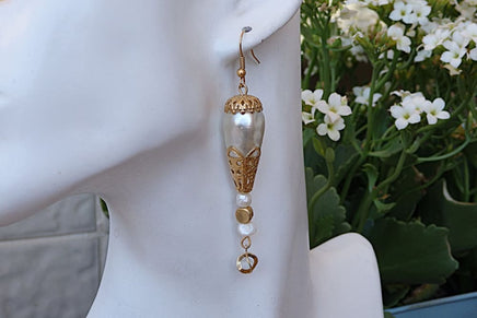 Preal Earrings. Wedding Jewelry. Wedding Earrings. Moroccan Jewelry. Bride Jewelry. Bridal Earrings. Oriental Gold Filled Drop Earrings.
