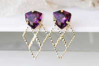 Purple Gold Earrings