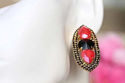 Red Black Earrings