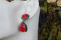 Red Black Earrings. Bridal Ruby Earrings. Rebeka Chandelier. Cocktail Jewelry. Ruby Crystal Earrings. Woman Gift. Blood Red Earrings