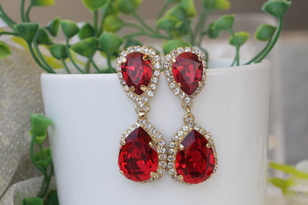 Red Chandelier Earrings