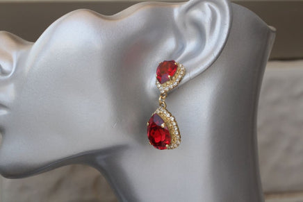 Red Chandelier Earrings