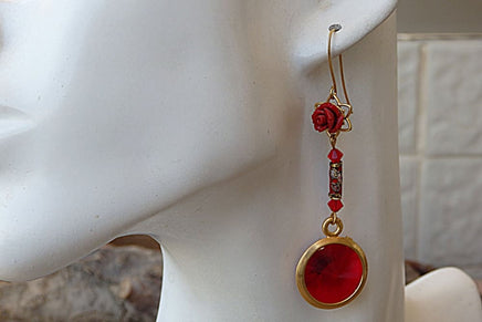 Red Coral Earrings. Red Rose Earrings. Red Rebeka Earrings. Red Coral Jewelry. Romantic Rose Earrings. Red Flower Earrings. Long Earrings