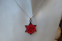 Red Coral Star Of David Necklace