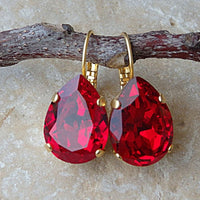 Red Ruby Drop Earrings