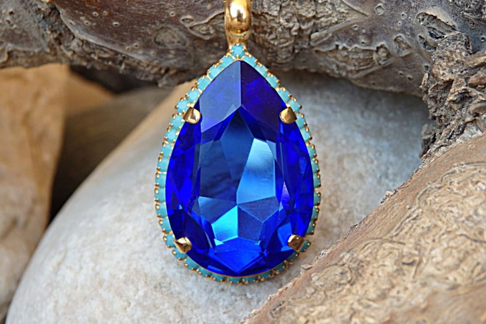 Hand Crafted, Unique, Royal Blue Teardrop Necklace hotsell