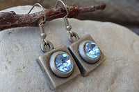 Rustic Earrings. Square Earrings. Light Blue Earrings. Rebeka Earrings. Everyday Jewelry. Boho Style Geometric Earrings.festival Earrings