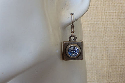 Rustic Earrings. Square Earrings. Light Blue Earrings. Rebeka Earrings. Everyday Jewelry. Boho Style Geometric Earrings.festival Earrings
