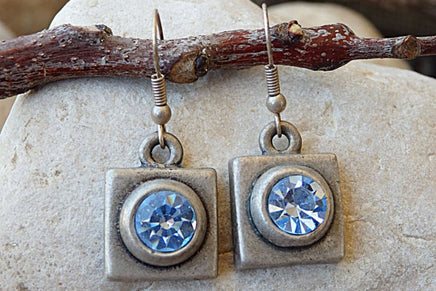 Rustic Earrings. Square Earrings. Light Blue Earrings. Rebeka Earrings. Everyday Jewelry. Boho Style Geometric Earrings.festival Earrings