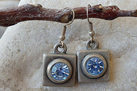 Rustic Earrings. Square Earrings. Light Blue Earrings. Rebeka Earrings. Everyday Jewelry. Boho Style Geometric Earrings.festival Earrings