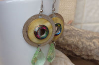 Shell Hoop Teardrop Earrings. Green Rebeka Earrings. Around Dangle Earrings. Fashion Holiday Jewelry. Gift For Her. Silver Hoops Earrings