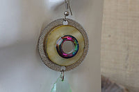 Shell Hoop Teardrop Earrings. Green Rebeka Earrings. Around Dangle Earrings. Fashion Holiday Jewelry. Gift For Her. Silver Hoops Earrings