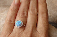 Silver Opal And Zirconia Ring