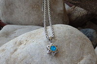 Silver Shield Of David Necklace. Opal Star Of David Pendant Necklace. 925 Sterling Silver Shield Of David Necklace. Two-Sided Star Of David