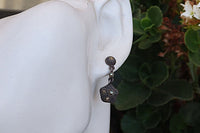 Silver Sterling Earrings. Jet Hematite Rebeka Earrings. Small Vintage Style Stud And Drop Earrings. Sculptural Earrings. Dainty Jewelry