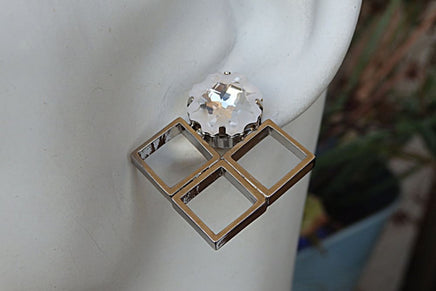Square Crystal Earrings. Big Earrings. Rebeka Earrings. Wedding Jewelry. Handmade Earrings.art Deco Earrings.statement Jewelry For Brides