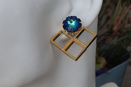 Square Crystal Earrings. Big Earrings. Rebeka Earrings. Wedding Jewelry. Handmade Earrings.art Deco Earrings.statement Jewelry For Brides