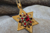 Star Of David Charm Necklace. Green Rebeka Star Of David Necklace. Israeli Magen David Pendant. Green Gemstone Necklace. Judaica Jewelry