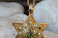 Star Of David Charm Necklace. Green Rebeka Star Of David Necklace. Israeli Magen David Pendant. Green Gemstone Necklace. Judaica Jewelry