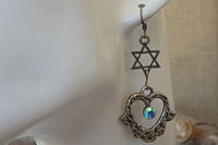Star Of David Earrings. Jewish Charm Jewelry. Hamsa Earrings. Star Of David Jewelry. Heart Shaped Turquoise Crystal Rebeka Earrings.