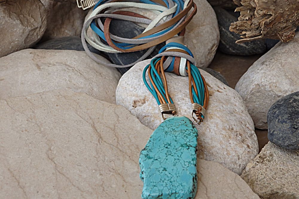 Long Turquoise Pendant authentic statement necklace