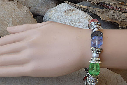 Stretched Bracelet. Rebeka Bangle. Multi Color Bracelet. Pearl Bracelet. Beaded Bracelet. Acrylic Plastic Flexible Beaded Bracelet.bangle
